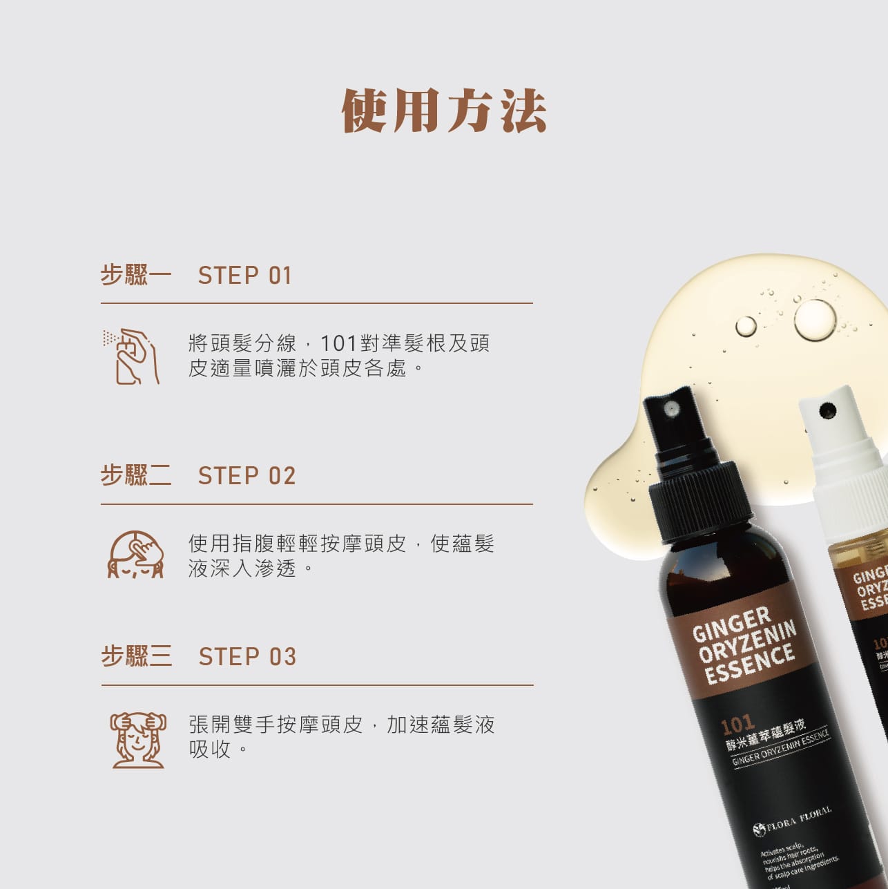 頭皮養護,頭皮護理,漢方養髮,活絡頭皮,強健髮根,減少落髮,減少頭皮異味,頭皮SPA,滋養調理,中藥,薑酒萃取,中藥養髮,頭皮滋養液,米蛋白,滲透吸收快,輕盈不黏膩,頭皮保養,沙龍級養髮,產後保養,頭皮滋養